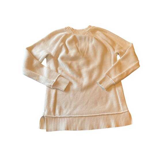 Eddie Bauer  V-Neck Sweater L Tall 100% Cotton White Coastal Old Money Preppy - Picture 6 of 6